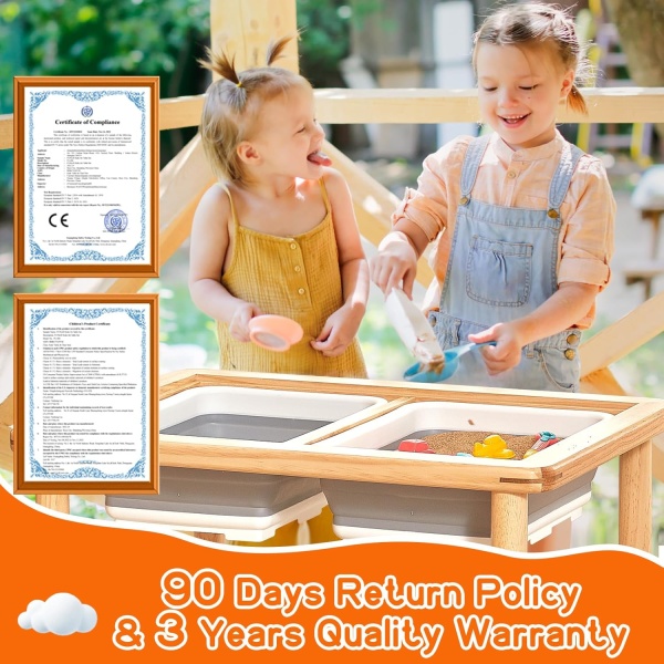 FUNLIO Wooden Sensory Table with 2 Bins for Toddlers 1-5, 3-Level Height - Image 7