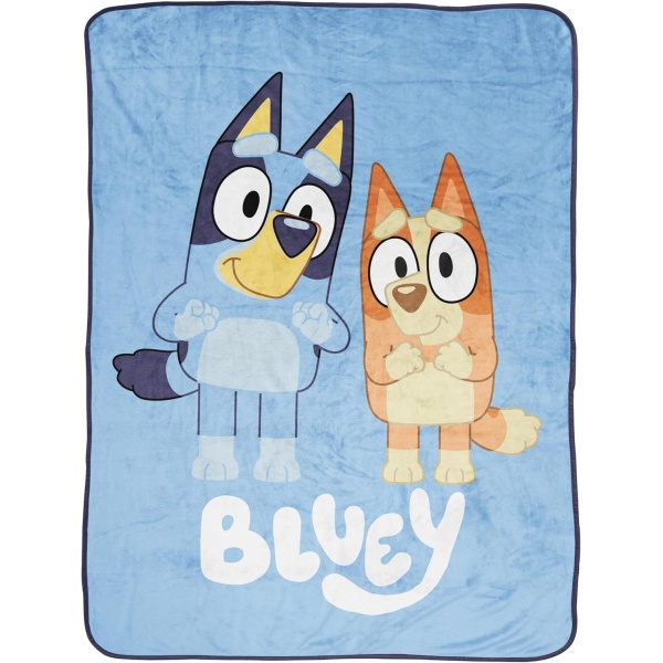 Jay Franco Bluey and Bingo Kid's Throw Blanket - Plush 46" x 60" Throw Blanket