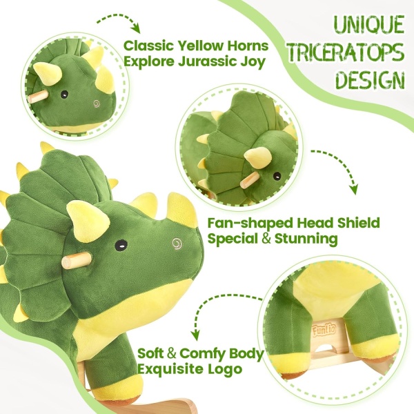 FUNLIO Dinosaur Baby Rocking Horse for Toddlers 1-3 Years, Mighty & Cute Green - Image 2