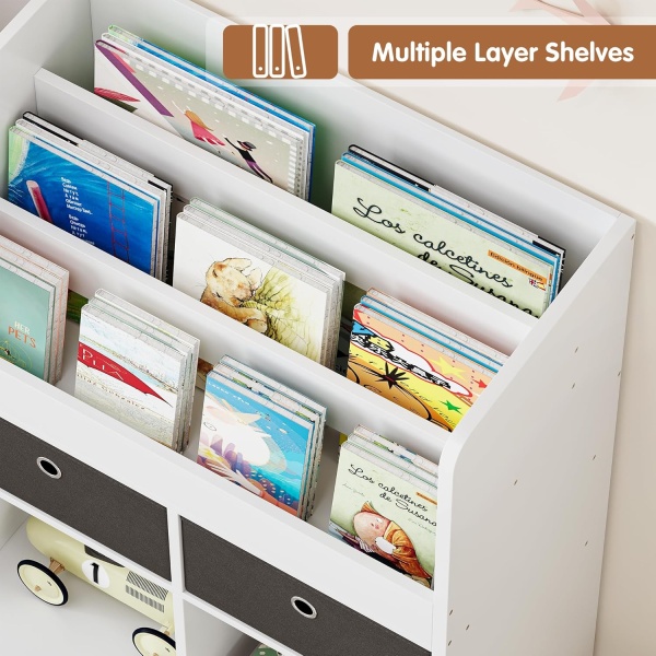Kids Bookcase with Drawers 47.8in Toy Storage Organizer Children Bookshelf - Image 7
