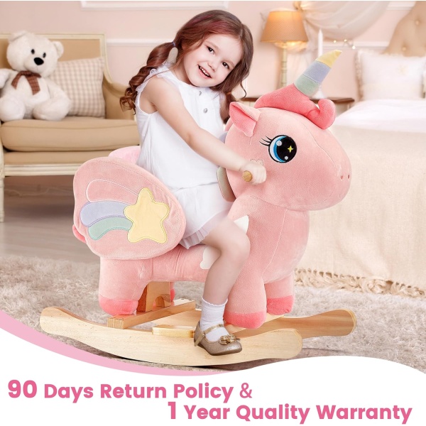 FUNLIO Unicorn Baby Rocking Horse, Pink Fairy Unicorn Rocking Horse for Toddlers - Image 6