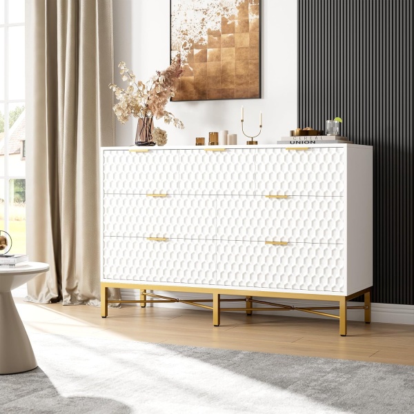 White 7 Drawer Dresser for Bedroom, Simply Modern Chest of Drawers for Closet