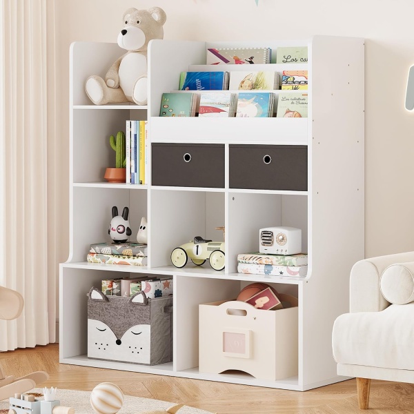 Kids Bookcase with Drawers 47.8in Toy Storage Organizer Children Bookshelf