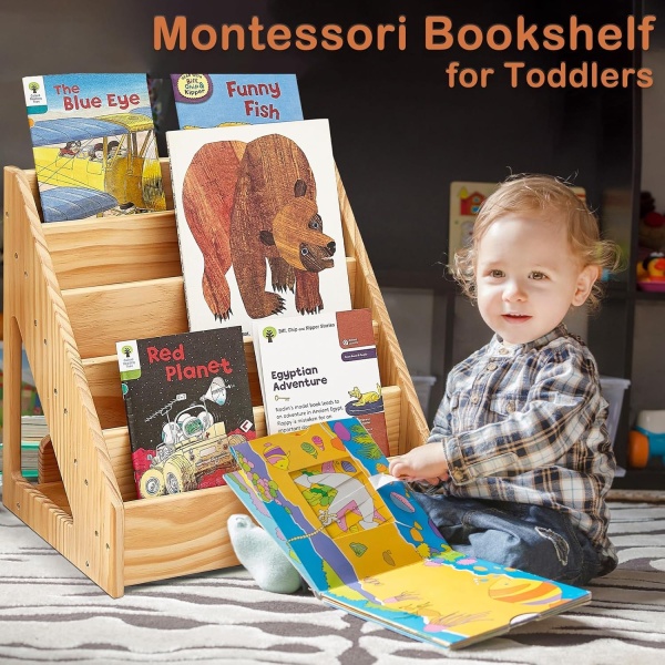 FUNLIO Montessori Bookshelf for Toddlers 1-5 Years, Front-Facing Kids Bookshelf - Image 3