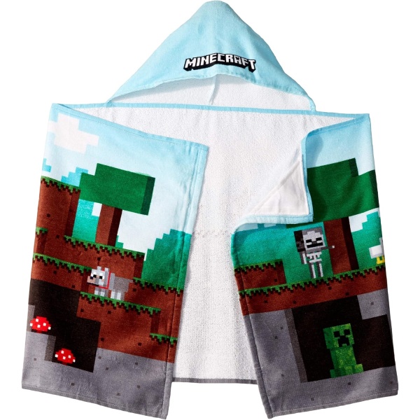 Jay Franco Minecraft Overworld Adventure Hooded Bath/Pool/Beach Towel,Cotton - Image 3