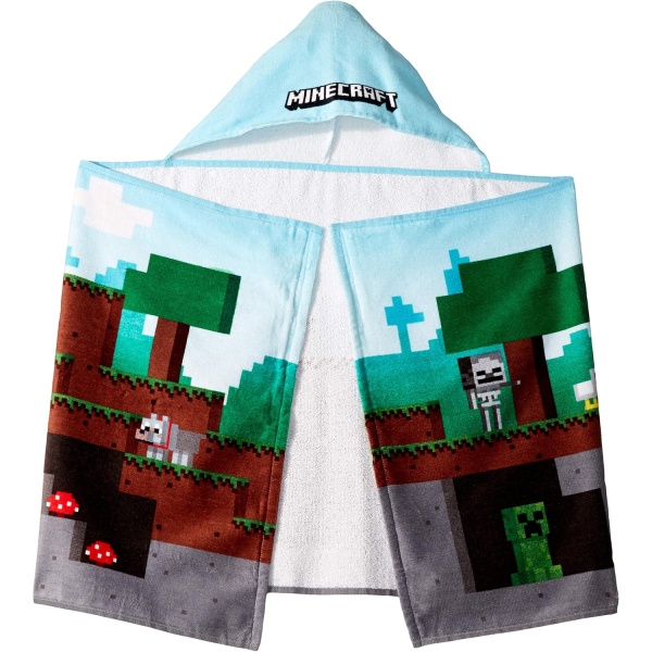 Jay Franco Minecraft Overworld Adventure Hooded Bath/Pool/Beach Towel,Cotton