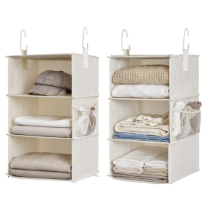 StorageWorks 6-Shelf Closet Organizers, Two 3-Shelf Separable Hanging Shelves for Closet, 12" D x 12" W x 48 3⁄4" H, Mixing of Beige, White & Ivory