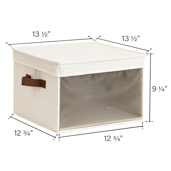 StorageWorks Storage Bins with Lids and Clear Window, Basket for Shelves, Fabric Closet Containers and Organizers, Beige, Large, 4-Pack - Image 2